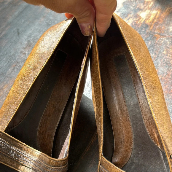 Laura Scott Brown Tan Shoes 8M Strap Heel Sqaure Toe Leather Brazil Retro Office - Picture 7 of 10